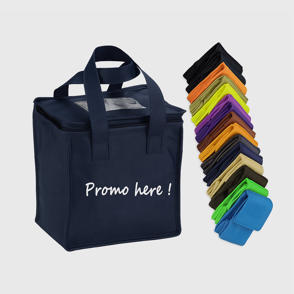 Nonwoven Insulated Tote Bag with Zipper Closure & Clear PVC Pocket on Top