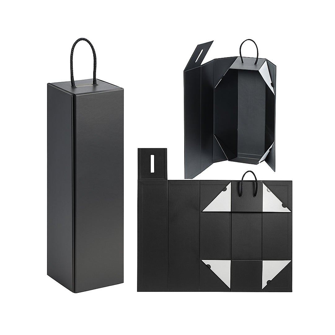 Foldable Wine Box with Rope Handle
