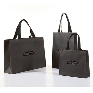 Black Laminated Paper Shopping Bag with Spot UV Logo