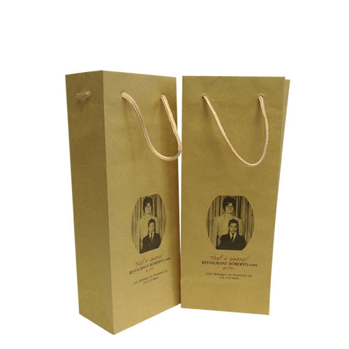 Kraft Paper Wine Bag with Rope Handle