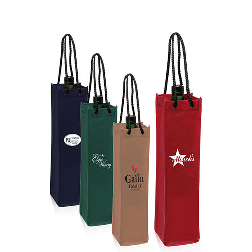 1 Bottle Non-woven Reusable Wine Bag with Rope Handle