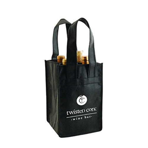 4 Bottles Non-woven Reusable Wine Bag with Reinforced Handle